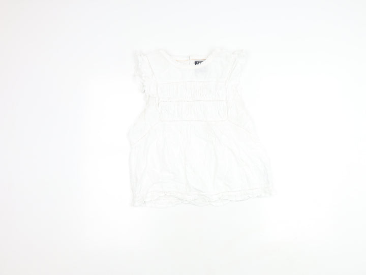 BURGS Women's White Sleeveless Cotton Top - Size 12