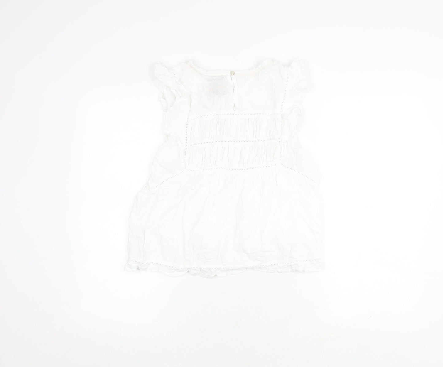BURGS Women's White Sleeveless Cotton Top - Size 12
