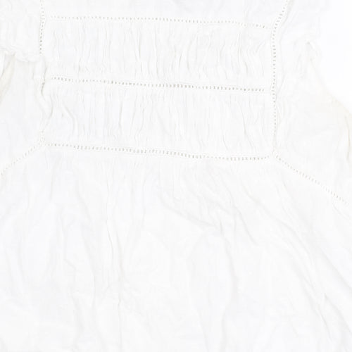 BURGS Women's White Sleeveless Cotton Top - Size 12