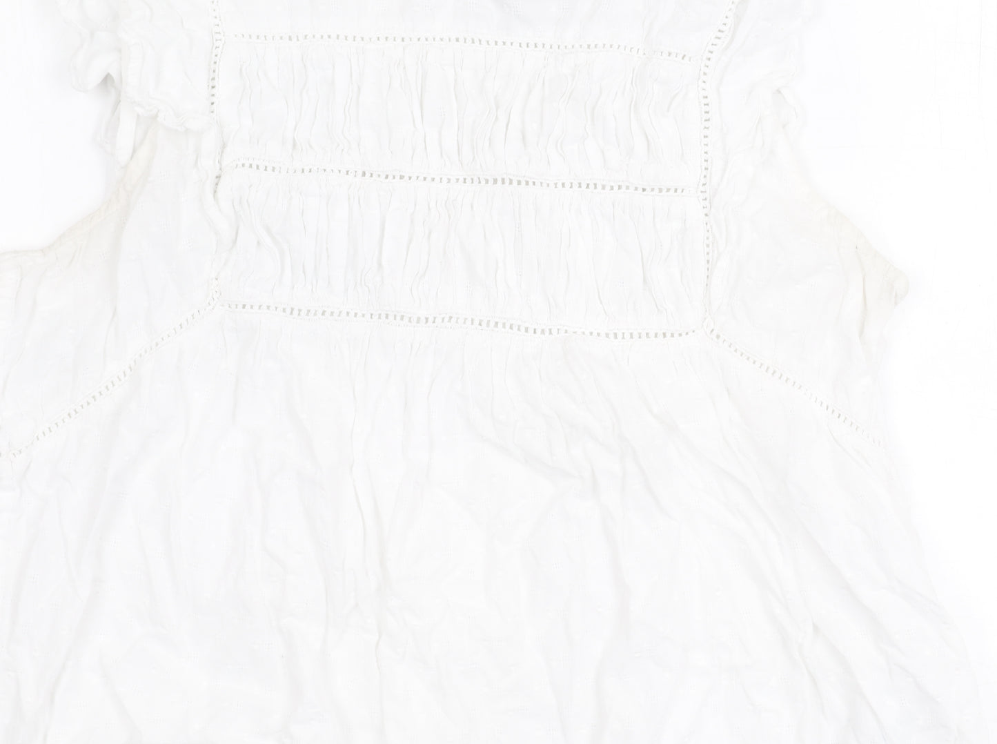 BURGS Women's White Sleeveless Cotton Top - Size 12