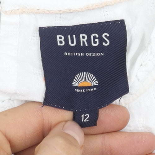 BURGS Women's White Sleeveless Cotton Top - Size 12
