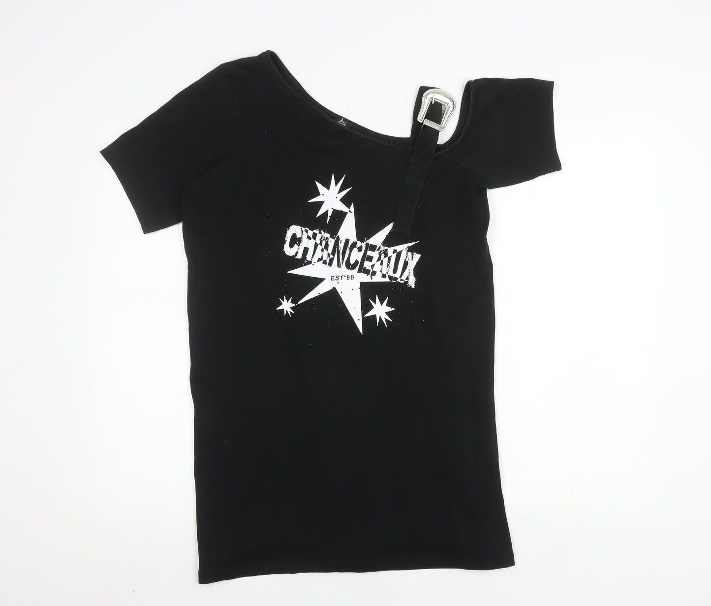 River Island Women's Black Cold Shoulder T-Shirt Size 10