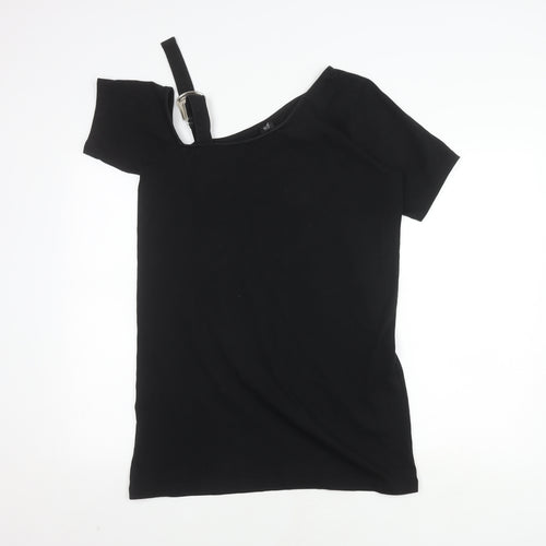 River Island Women's Black Cold Shoulder T-Shirt Size 10