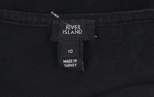 River Island Women's Black Cold Shoulder T-Shirt Size 10