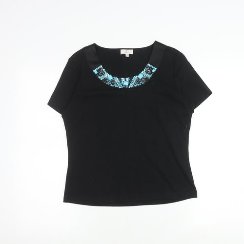 CC Women’s Black Petite T-Shirt, Short Sleeve M Size