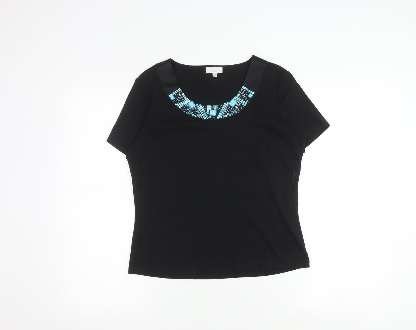 CC Women’s Black Petite T-Shirt, Short Sleeve M Size