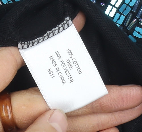 CC Women’s Black Petite T-Shirt, Short Sleeve M Size