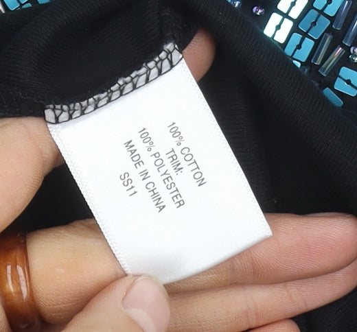 CC Women’s Black Petite T-Shirt, Short Sleeve M Size