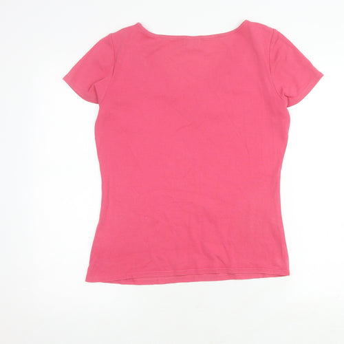 Principles Women Pink V-Neck Cotton T-Shirt Size 16