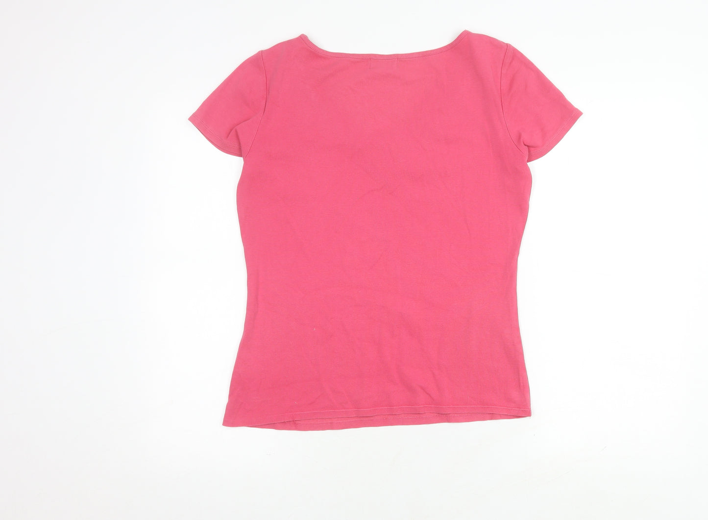 Principles Women Pink V-Neck Cotton T-Shirt Size 16
