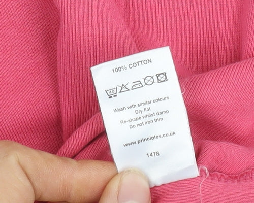 Principles Women Pink V-Neck Cotton T-Shirt Size 16