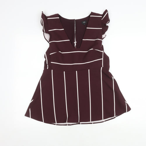 River Island Women's Striped Blouse, Size 12, V-Neck, Casual