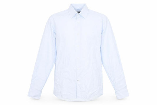 Front view of Marks & Spencer Men's Blue Cotton Button-Up Shirt