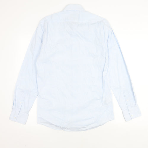 Marks and Spencer Men's Blue Cotton Button-Up Shirt
