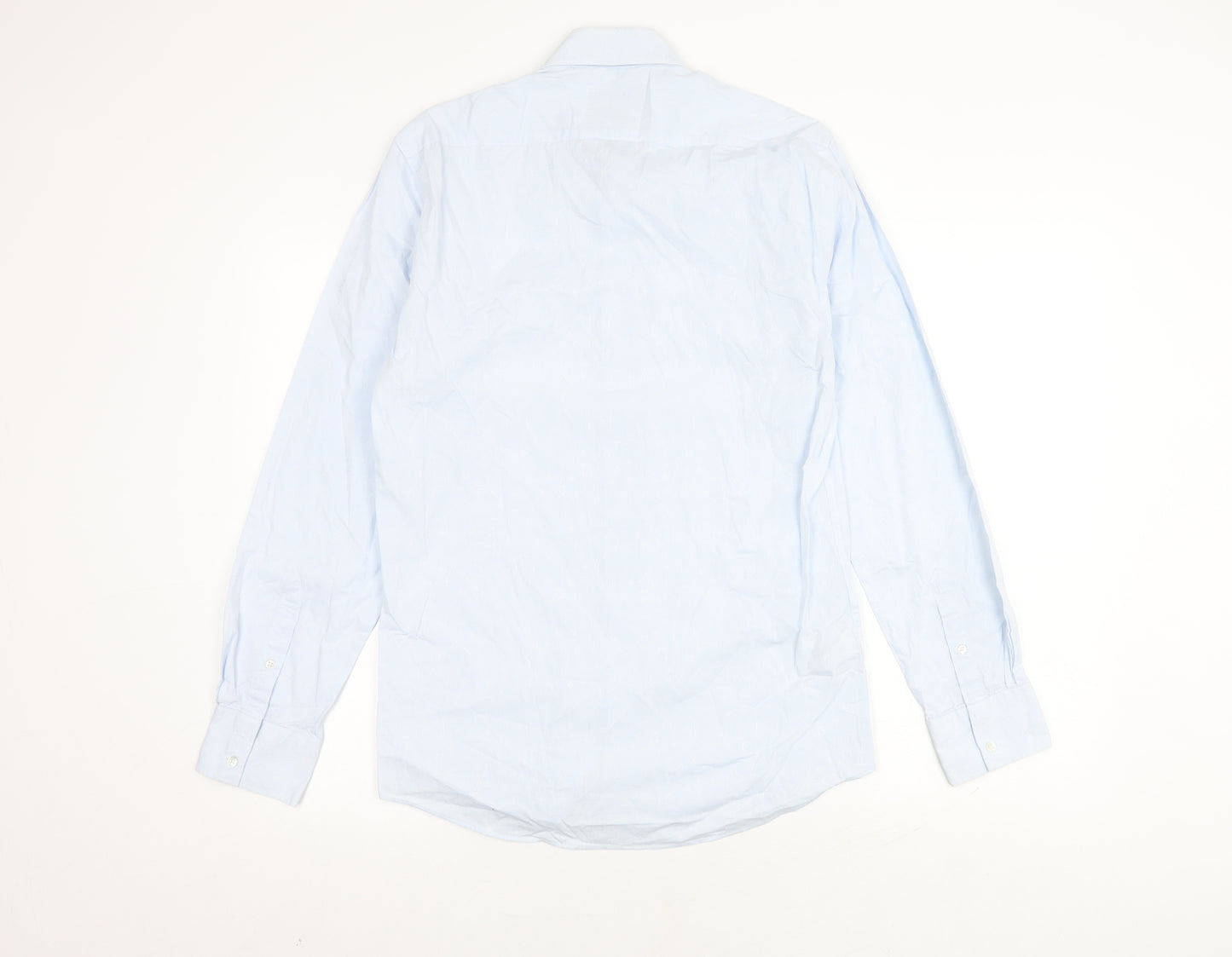 Marks and Spencer Men's Blue Cotton Button-Up Shirt