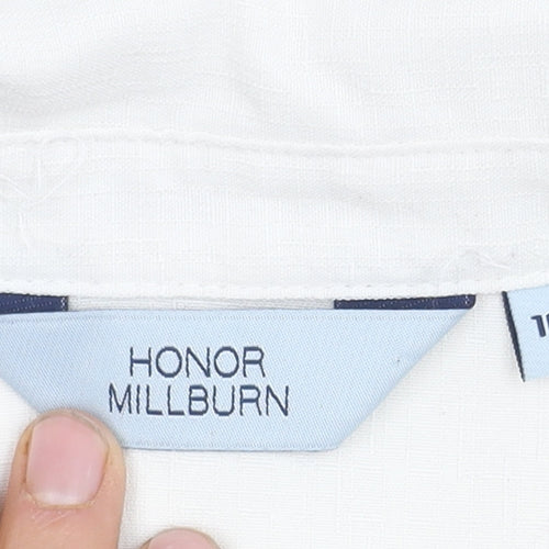 Honor Millburn Women's White Button-Up Shirt Size 10