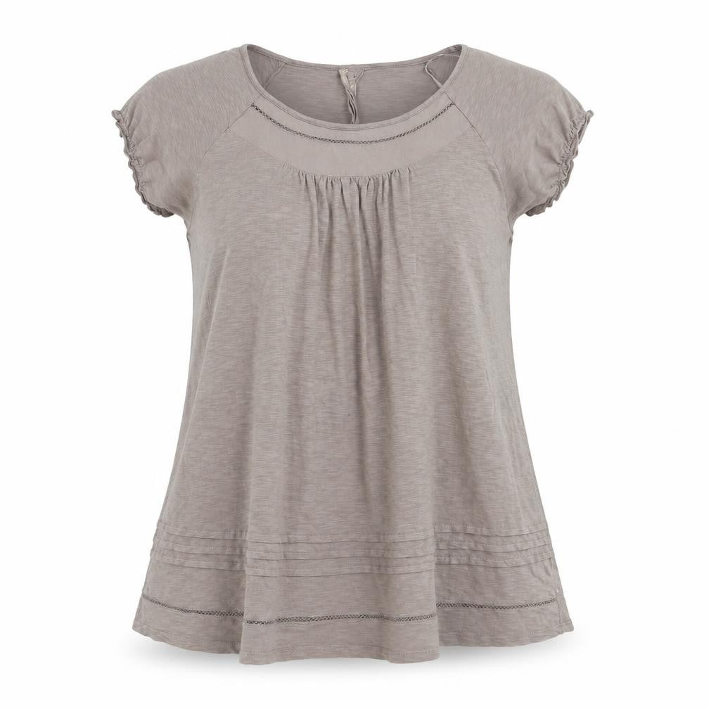 Front view of Next Women's Grey Cap Sleeve T-Shirt, L, Cotton Jersey