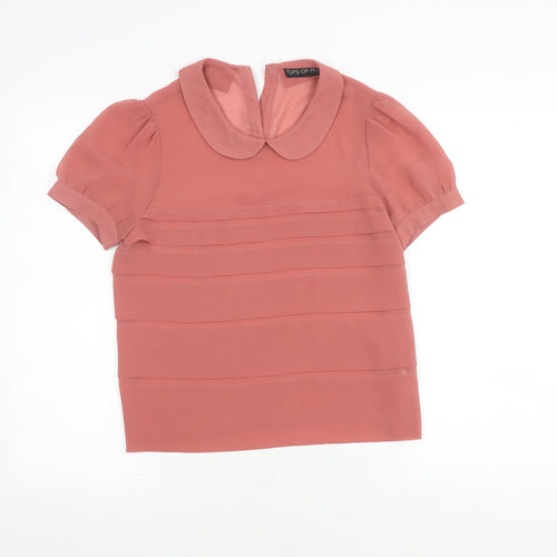 Topshop Women’s Pink Petite Collared Blouse Size 8