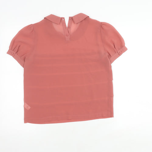 Topshop Women’s Pink Petite Collared Blouse Size 8