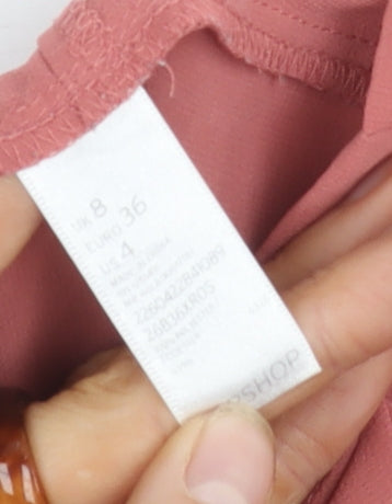 Topshop Women’s Pink Petite Collared Blouse Size 8