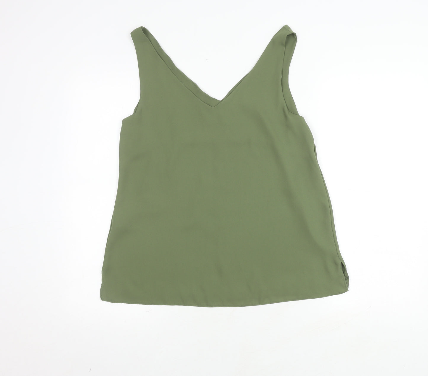 Wallis Women's Green V-Neck Blouse, Size 12, Sleeveless