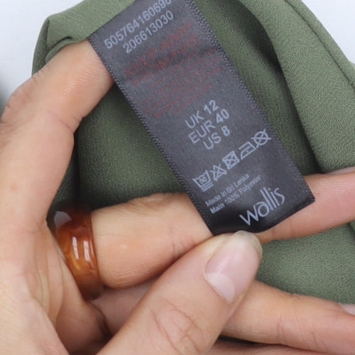 Wallis Women's Green V-Neck Blouse, Size 12, Sleeveless