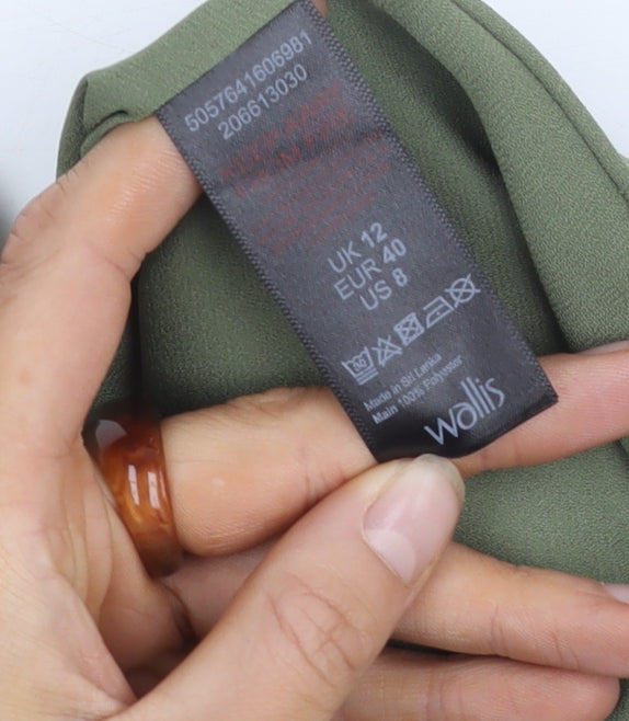 Wallis Women's Green V-Neck Blouse, Size 12, Sleeveless