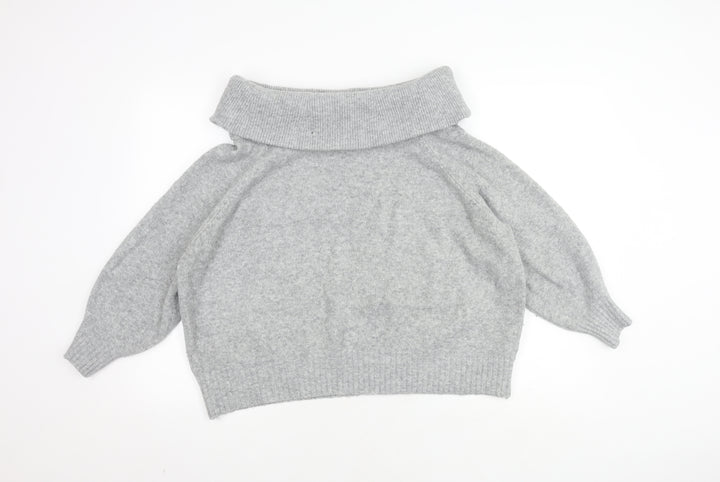 H&M Women’s Grey Cowl Neck Jumper, Size L, Chunky Knit