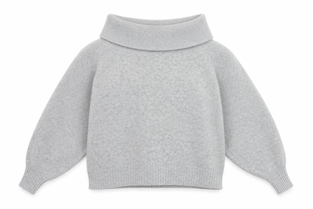 H&M Women’s Grey Cowl Neck Jumper, Size L, Chunky Knit