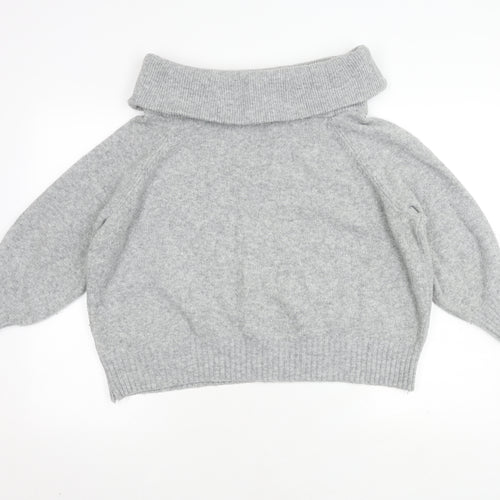 H&M Women’s Grey Cowl Neck Jumper, Size L, Chunky Knit