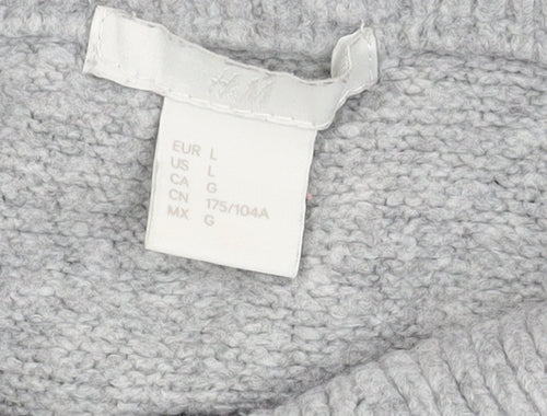 H&M Women’s Grey Cowl Neck Jumper, Size L, Chunky Knit
