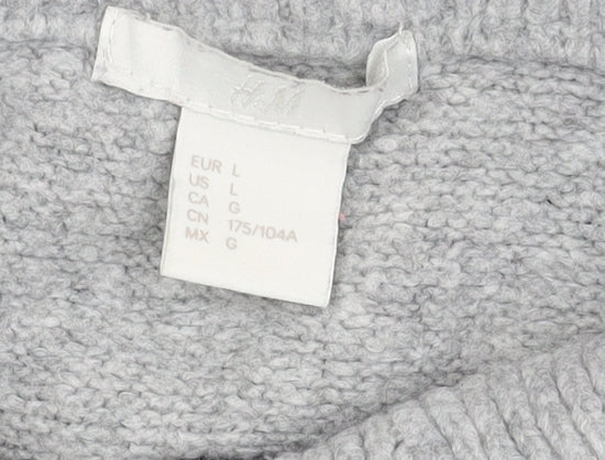 H&M Women’s Grey Cowl Neck Jumper, Size L, Chunky Knit