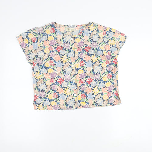 Jaeger Multicoloured Floral Short Sleeve Top, Size 12