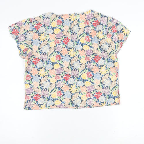Jaeger Multicoloured Floral Short Sleeve Top, Size 12