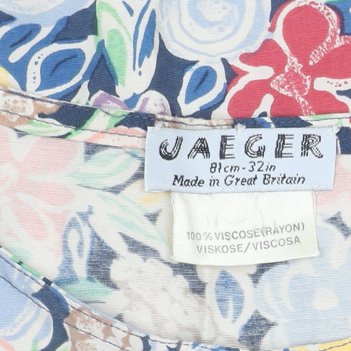 Jaeger Multicoloured Floral Short Sleeve Top, Size 12