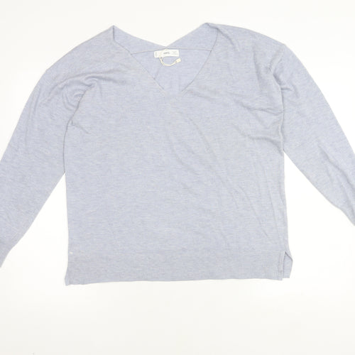 MNG Women’s Grey V-Neck Pullover Jumper Size 12