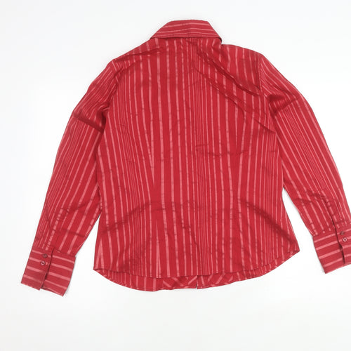 Marks & Spencer Women's Red Striped Button-Up Shirt Size 16