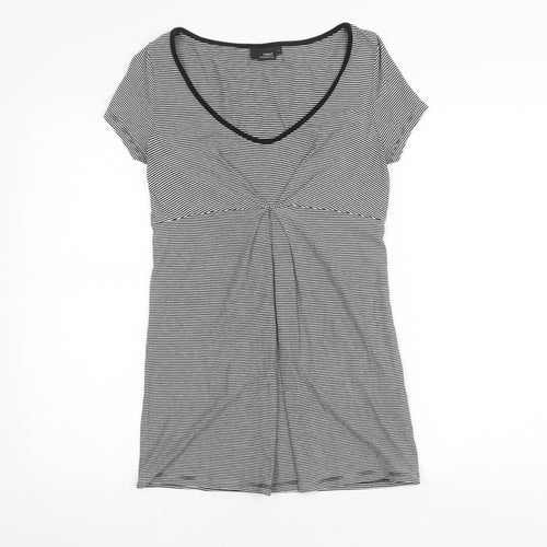 Next Maternity Striped V-Neck Top, Size 8, Black