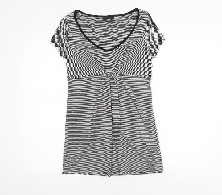 Next Maternity Striped V-Neck Top, Size 8, Black