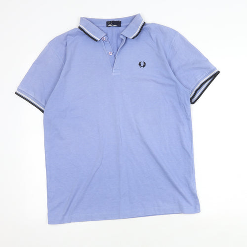 Fred Perry Men's Blue Cotton Polo Shirt M