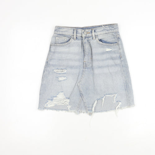 H&M Women's Blue Denim Mini Skirt, Size 6