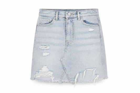 Front view of H&M Women's Blue Denim Mini Skirt, size 6