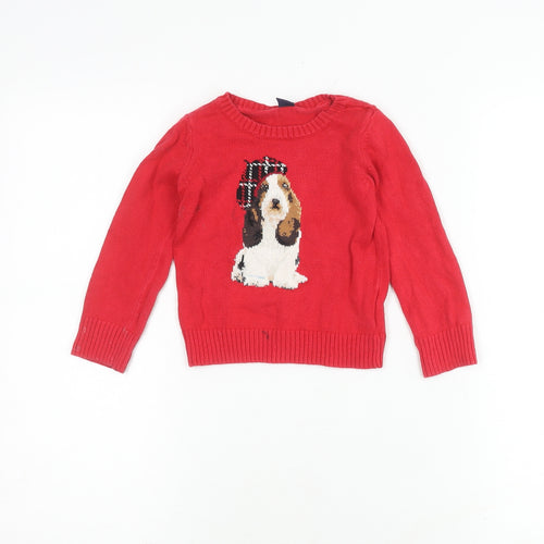 babyGap Girls Red 3 Years Animal Pullover Jumper