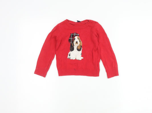 babyGap Girls Red 3 Years Animal Pullover Jumper