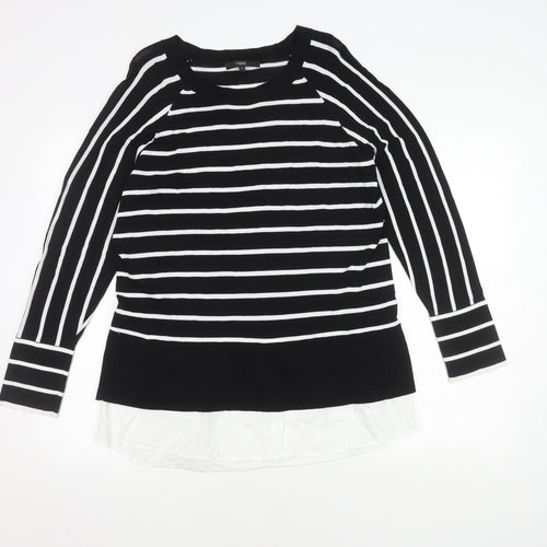 Next Women's Black Striped Long Sleeve Top, Size 16