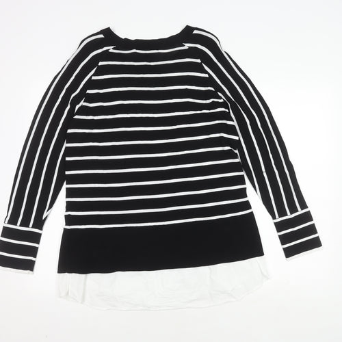 Next Women's Black Striped Long Sleeve Top, Size 16