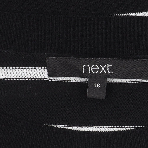 Next Women's Black Striped Long Sleeve Top, Size 16