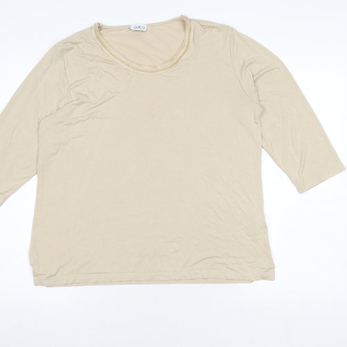 Gelco Women's Beige Top, Size 16, Classic 3/4 Sleeve