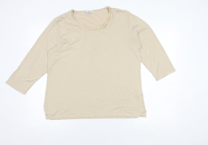 Gelco Women's Beige Top, Size 16, Classic 3/4 Sleeve
