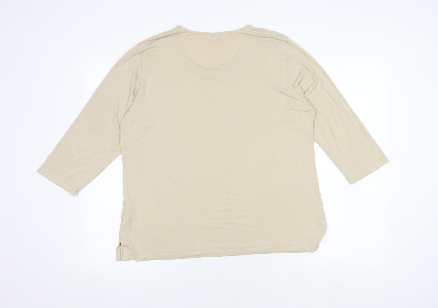 Gelco Women's Beige Top, Size 16, Classic 3/4 Sleeve